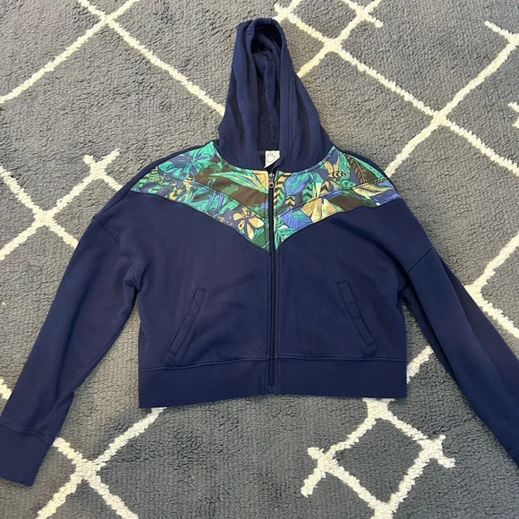 Aerie Patterned Cotton Terry Zip Up - Picture 1 of 6